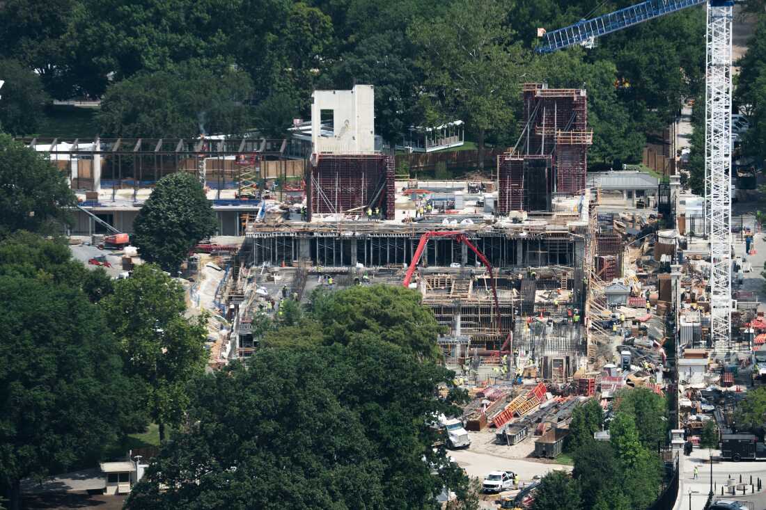 White House ballroom construction underway.